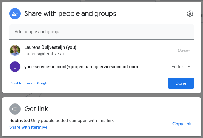 gdrive share with service account